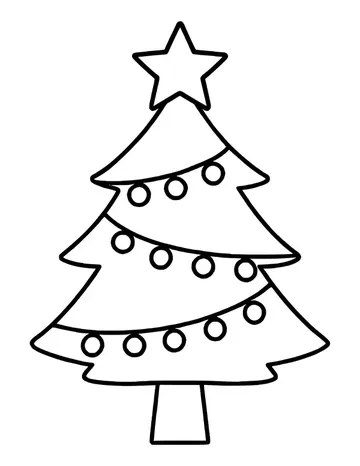 Easy Christmas tree with a star and strands of bulb lights across its branches