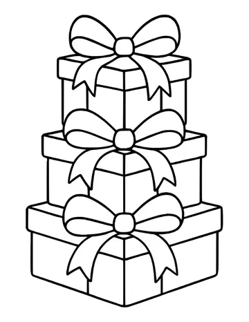 Tower of three gift boxes with ribbons and bows