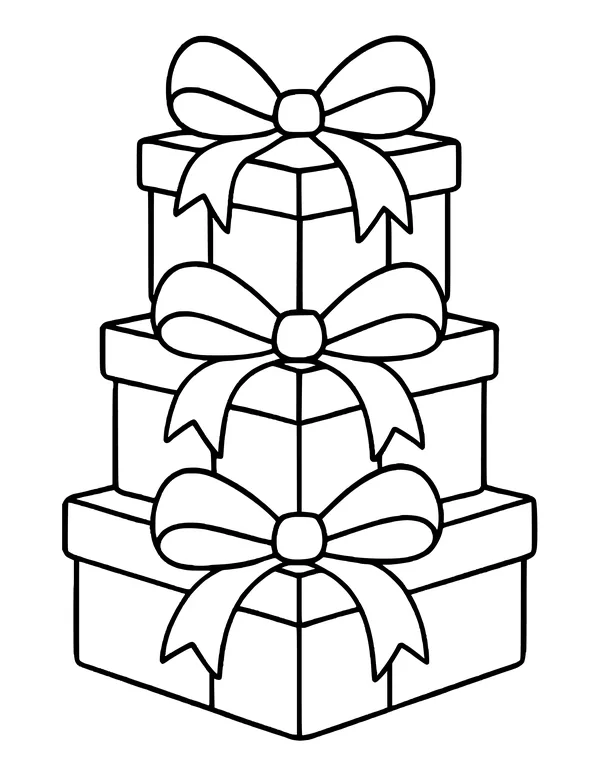 Tower of three gift boxes with ribbons and bows