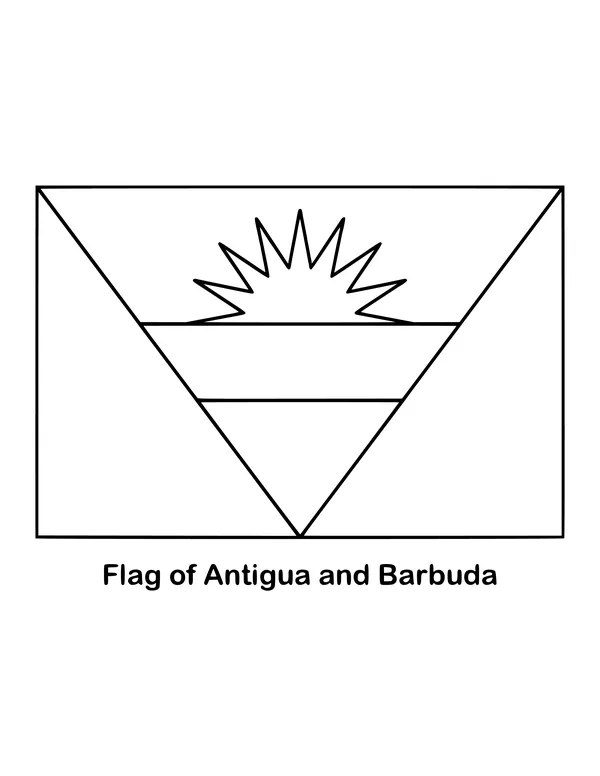 Outline of the flag of Antigua and Barbuda to color