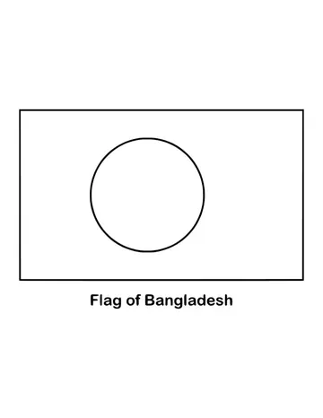Bangladesh's flag, nicknamed the Lal-Sobuj, is dark green with a red circle, drawn as an outline to color