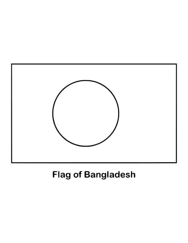 Bangladesh's flag, nicknamed the Lal-Sobuj, is dark green with a red circle, drawn as an outline to color