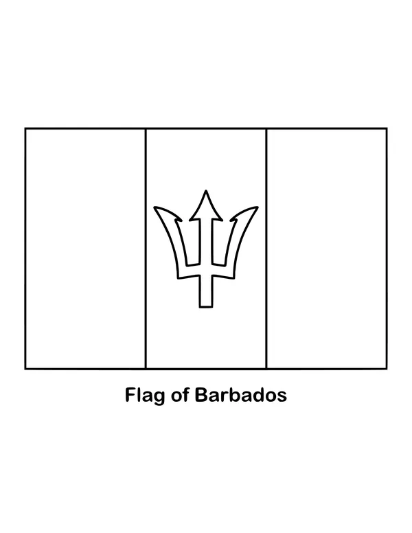 Outline of the flag of Barbados to color