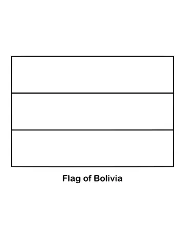 Three equal bands run across Bolivia's flag: red on top, yellow in the middle and green below, drawn as an outline to color