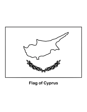 Cyprus's flag is white with a copper-orange map of the island above two green olive branches, drawn as an outline to color