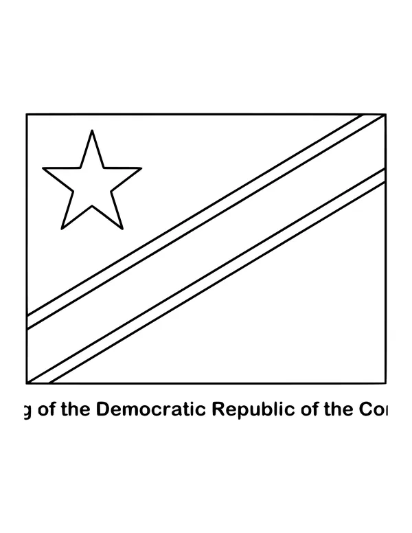 Outline of the flag of the Democratic Republic of the Congo to color