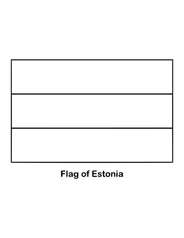 Estonia's flag stacks three equal stripes: blue, then black, then white, drawn as an outline to color