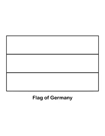 Germany's flag has three equal horizontal bands of black, red and gold, drawn as an outline to color