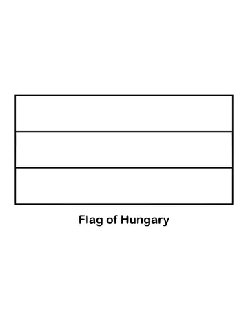 Hungary's flag has three equal stripes, red over white over green, drawn as an outline to color