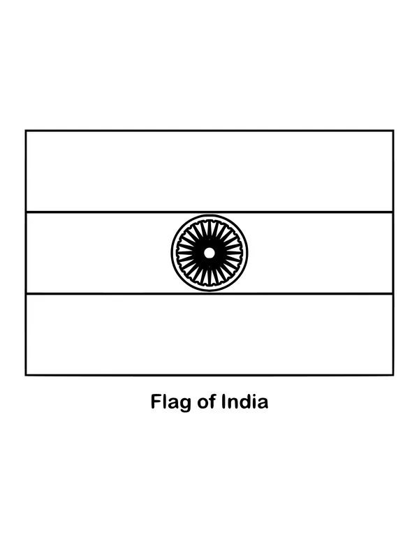Outline of the flag of India, the Indian flag, to color