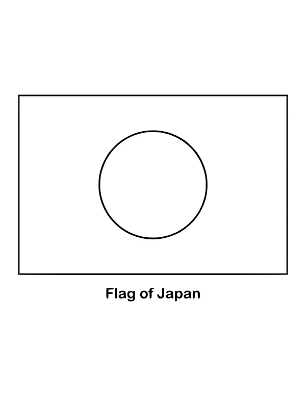 Japan's flag is a white rectangle with a single red disc in the middle, drawn as an outline to color