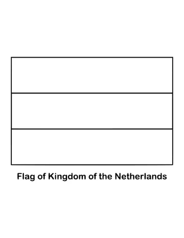 Three horizontal bands of red, white and blue make up the Dutch flag, drawn as an outline to color