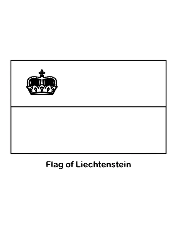 Two horizontal bands, blue over red, carry a gold crown in the upper hoist corner, drawn as an outline to color