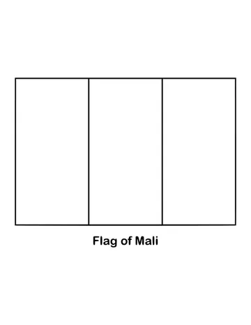 Three vertical stripes of green, gold and red make up this flag, using the pan-African colors, drawn as an outline to color