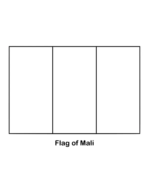 Three vertical stripes of green, gold and red make up this flag, using the pan-African colors, drawn as an outline to color