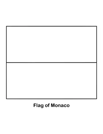Two equal horizontal bands, red on top and white below, form this simple bicolor, drawn as an outline to color
