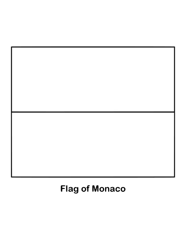 Two equal horizontal bands, red on top and white below, form this simple bicolor, drawn as an outline to color