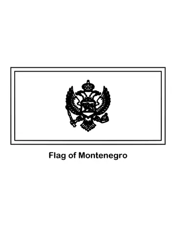 Montenegro's flag is red with a gold border and the national coat of arms at its center, drawn as an outline to color