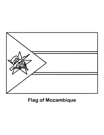 Green, black and gold horizontal bands edged in white meet a red triangle at the hoist, drawn as an outline to color