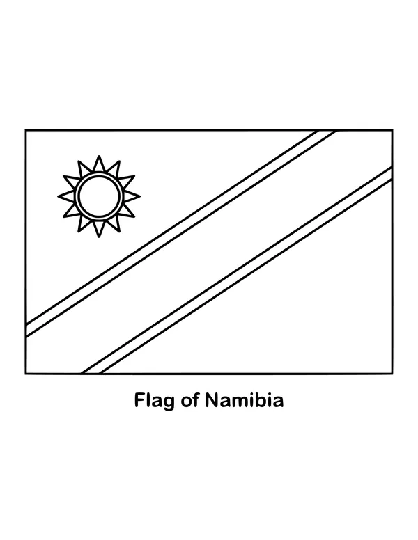 A red diagonal band edged in white runs from the lower hoist to the upper fly, drawn as an outline to color