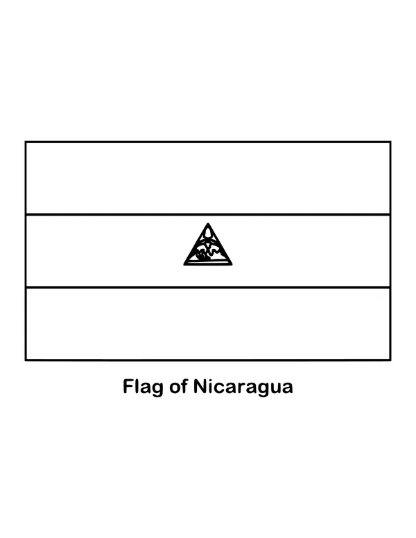 Two blue horizontal bands frame a white middle band holding the coat of arms, drawn as an outline to color