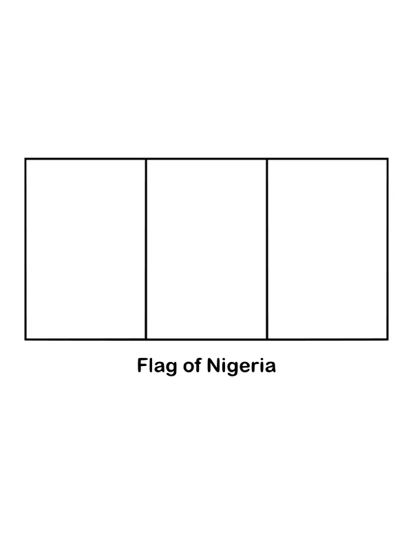 Three vertical stripes, green, white and green, form one of the simplest flags in the world, drawn as an outline to color
