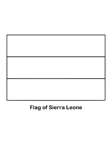 Sierra Leone's flag is a simple tricolour of green, white and blue horizontal bands, drawn as an outline to color