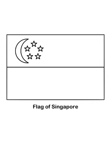 Singapore's flag is red over white, drawn as an outline to color