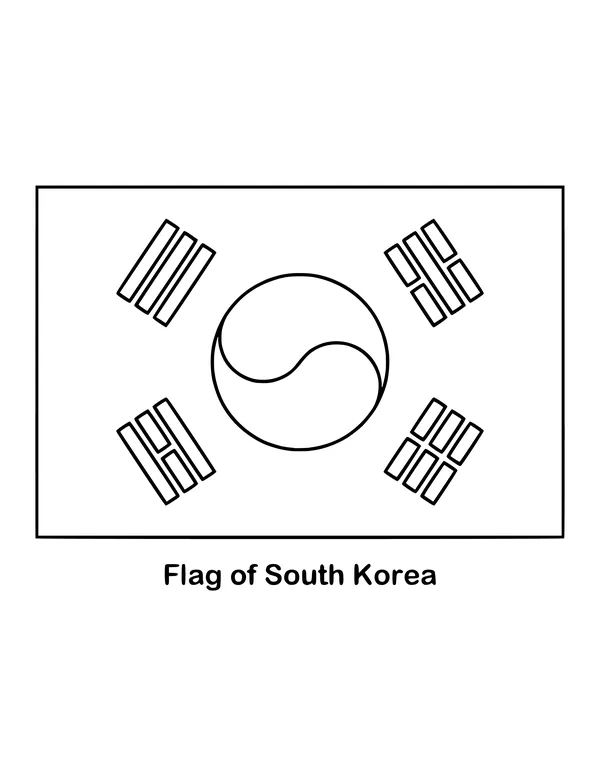 Outline of the flag of South Korea to color