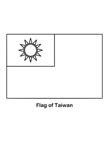 This flag is red with a blue rectangle in the upper corner by the pole, drawn as an outline to color