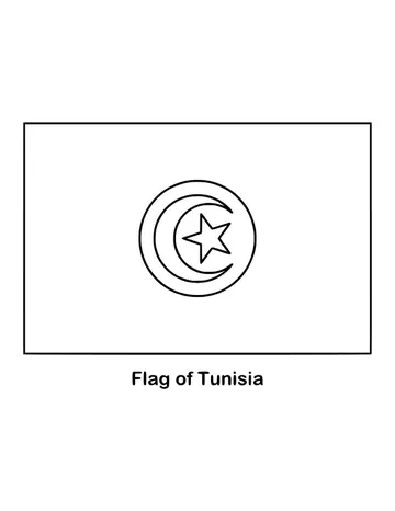 Tunisia's flag is red with a white disk in the centre, drawn as an outline to color
