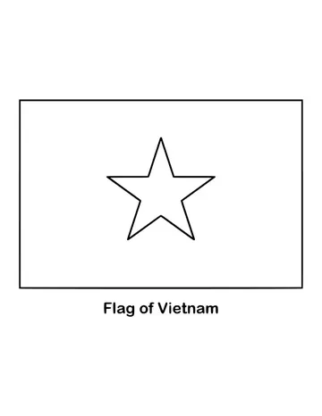 Vietnam's flag is red with one large yellow five-pointed star in the centre, drawn as an outline to color