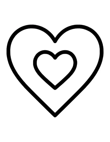 A large heart with thick bold outlines and a small heart in the middle, lots of open space.