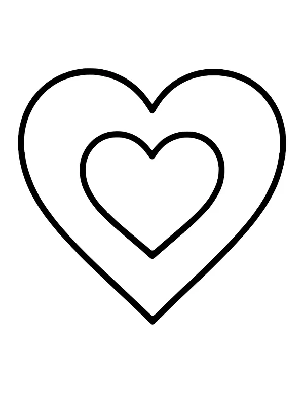 A big outlined heart with a smaller heart drawn in its center, thin even lines.