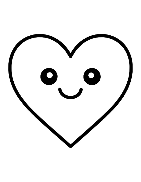 A simple heart with two round eyes and a small curved smile.