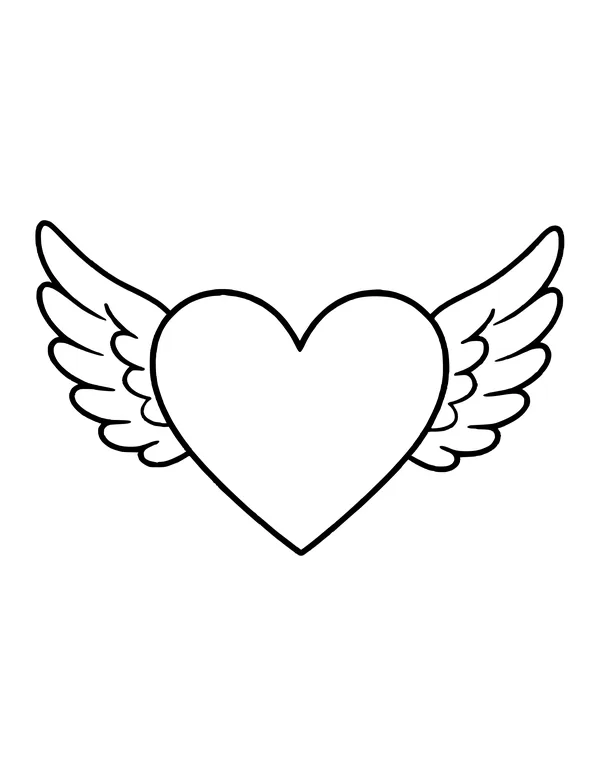 A plump heart with two rounded, feathered wings spread out to each side.