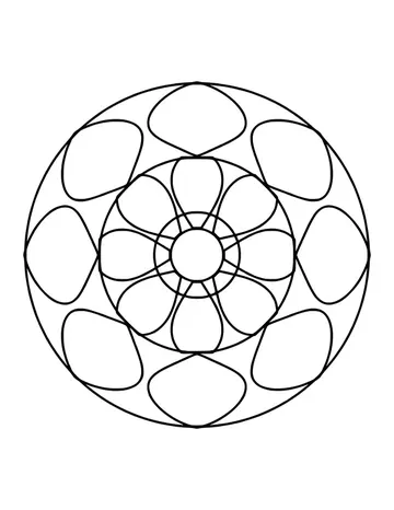 Easy mandala with eight wide rounded petals around a flower center