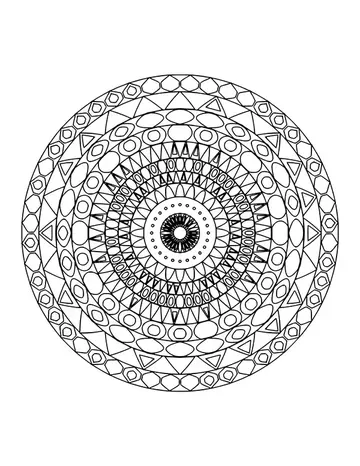 Detailed mandala with a dark center, a ring of tiny points and many fine outer rings