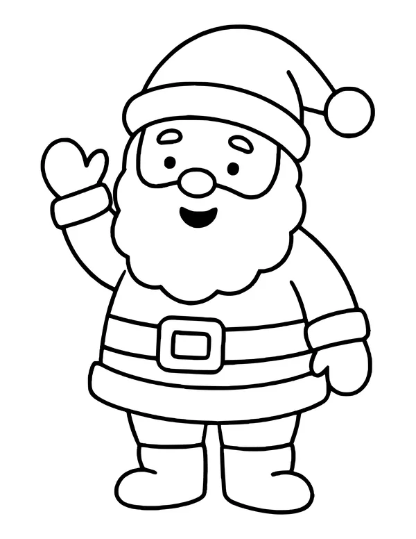 Jolly Santa Claus with a big beard waving one hand